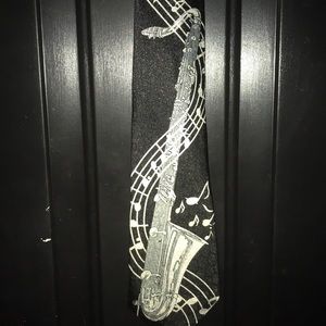 Men’s Silk Tie with Saxophone Print.